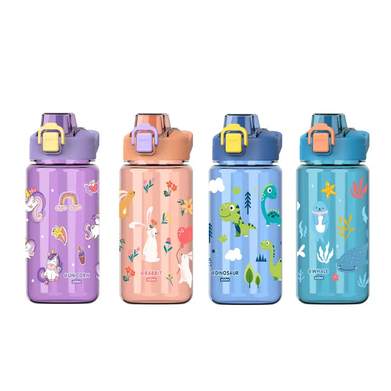 600ml Cartoon Animal Water Bottle - Tiny Tots by Arunika